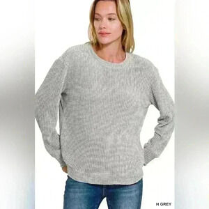 Chenille heathered grey sweater